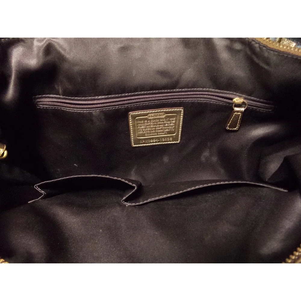 Coach Poppy Op Art Glam Tote Bag Gold Brown Classic Signature Canvas C